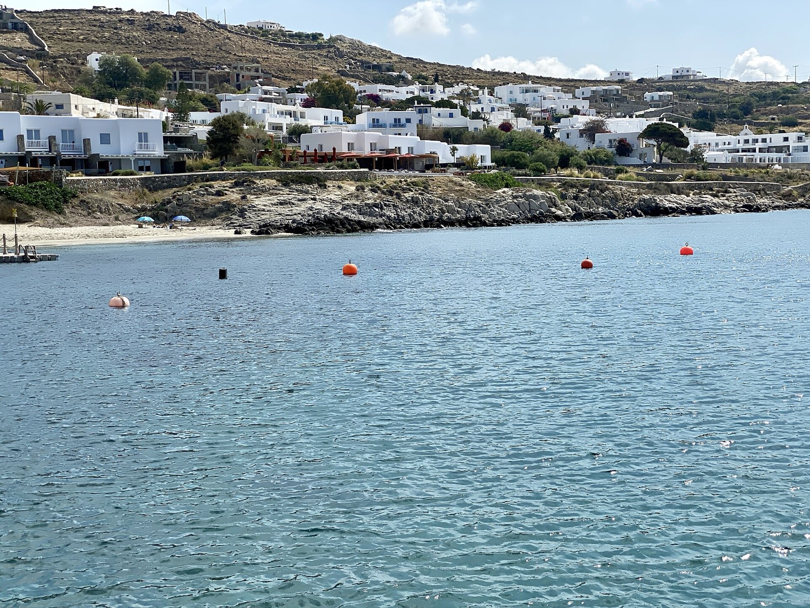 Agios Ioannis bay at the west end of the island
