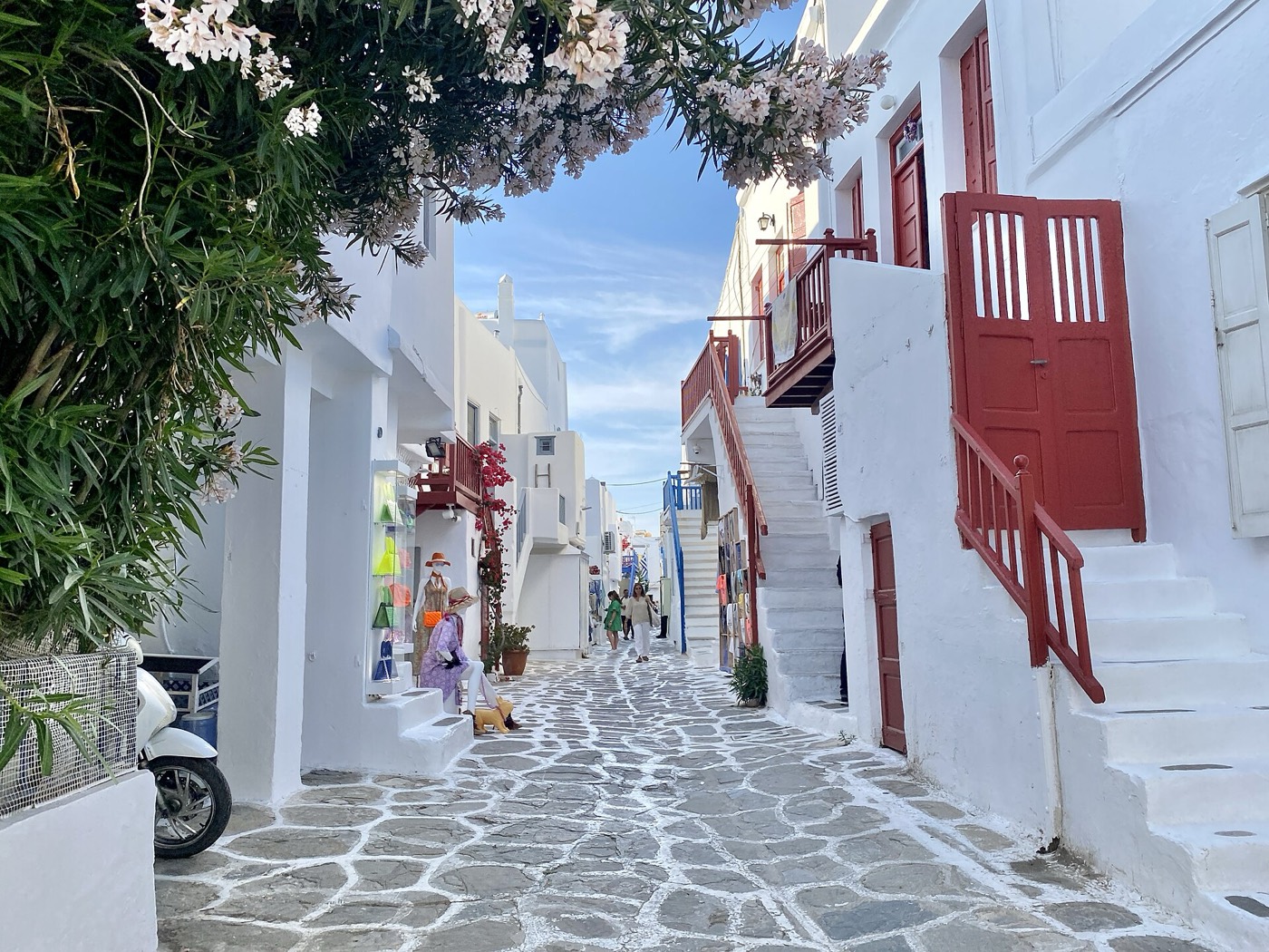 Paved shopping street in Mykonos Chora