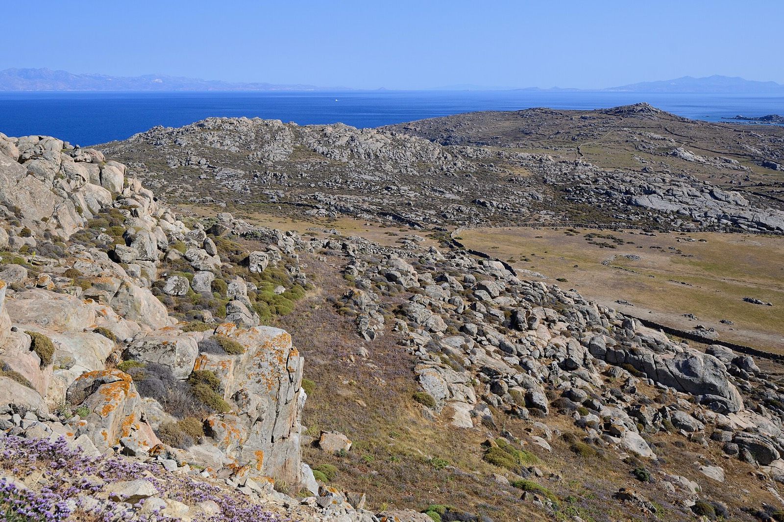 The southern half of Delos seen from Mount Kynthos
