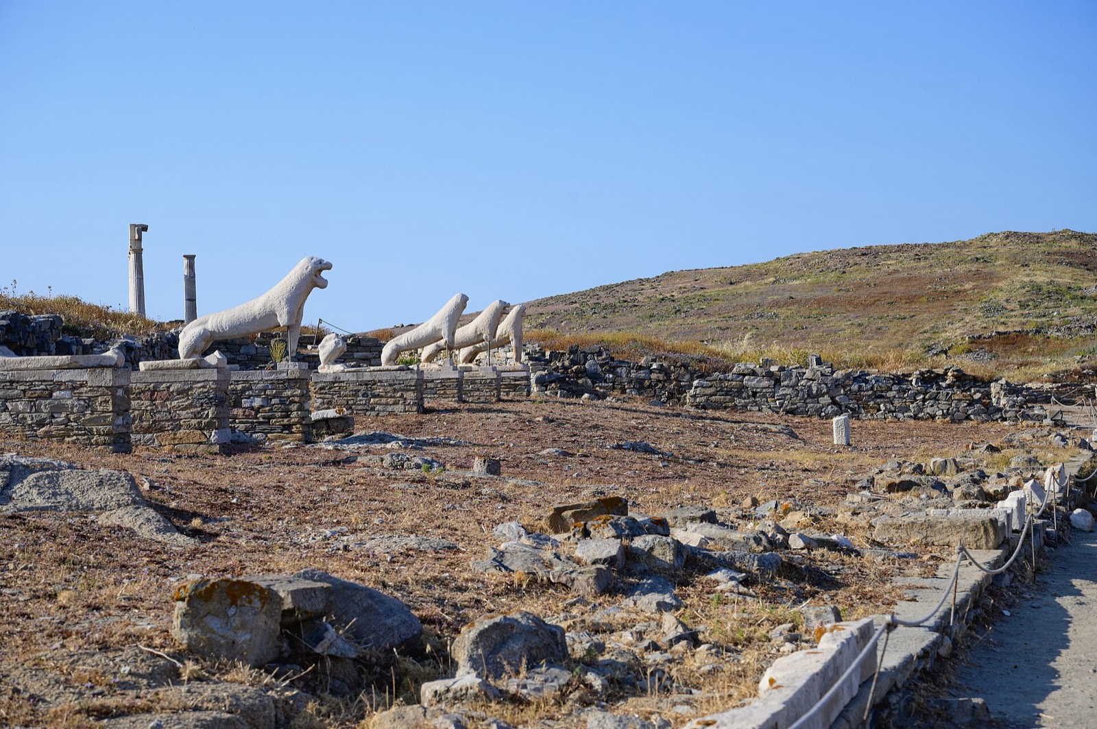 The marble lions on the Terrace of the Lions on Delos